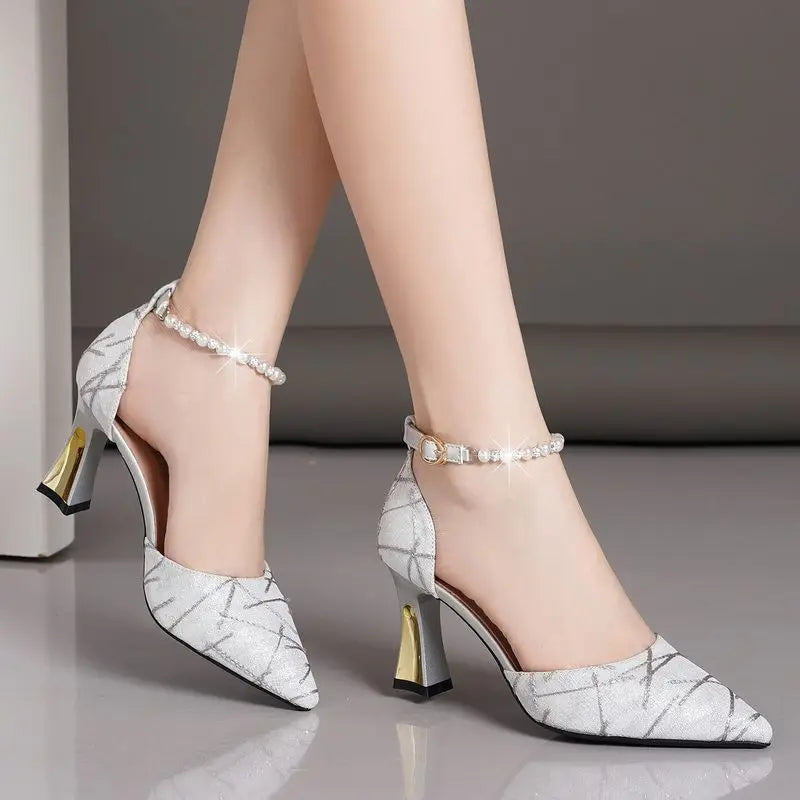Elegant Pearl Accent Heels