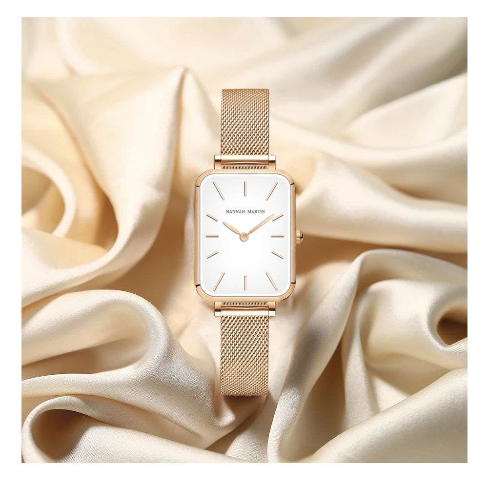 Elegant Square Dial Mesh Strap Watch – Multiple Colours