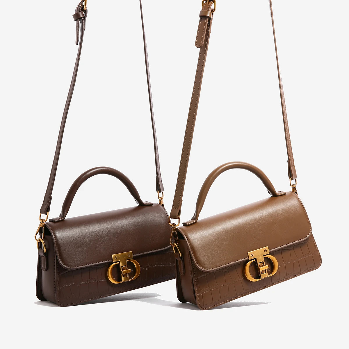 Timeless Elegance Structured Shoulder Bag – Black & Brown