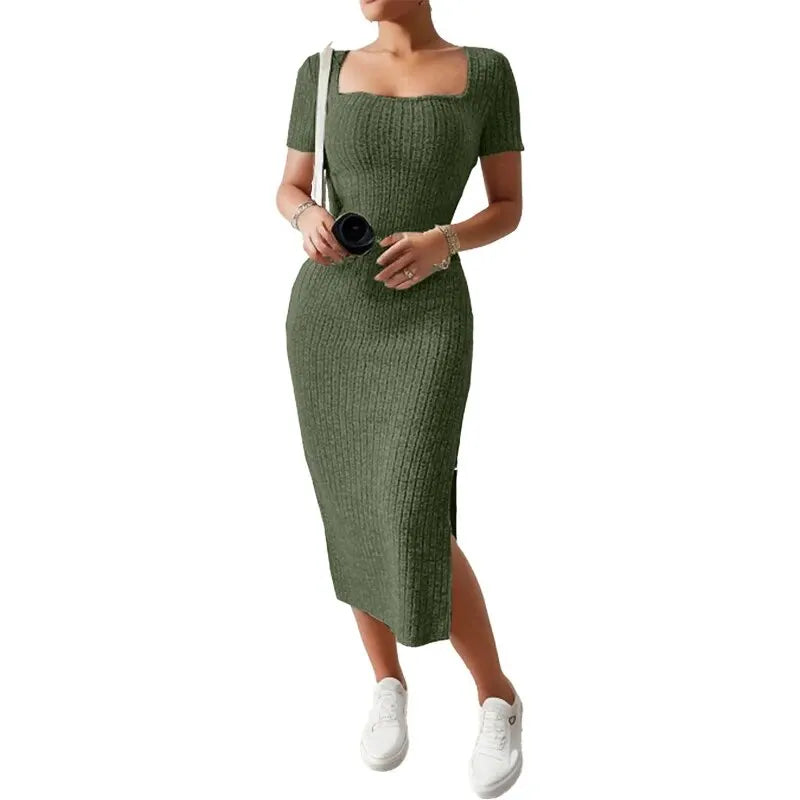 Square Neck Short Sleeve Midi Dress – Light, Flattering & Effortlessly Chic for Summer