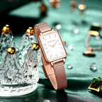 Elegant Square Dial Mesh Strap Watch – Multiple Colours