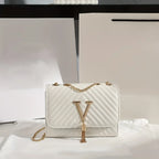 Luxury Quilted Chain Bag – Chic Crossbody in White, Black & Pink