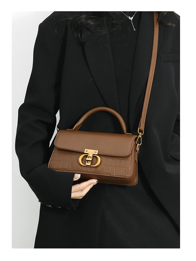 Timeless Elegance Structured Shoulder Bag – Black & Brown