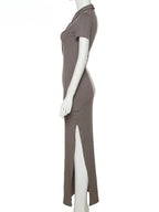 Chic Black Polo Midi Dress – Effortless Fit, Elegant Mood