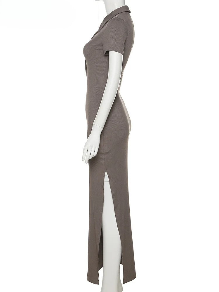 Chic Black Polo Midi Dress – Effortless Fit, Elegant Mood