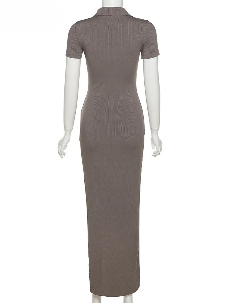 Chic Black Polo Midi Dress – Effortless Fit, Elegant Mood