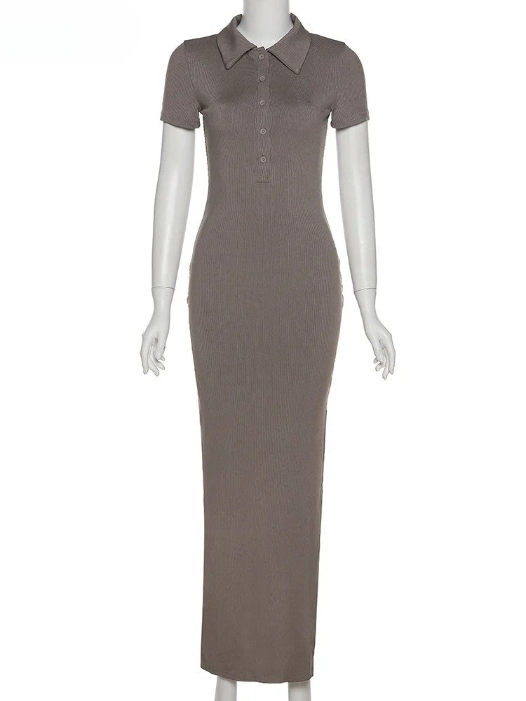 Chic Black Polo Midi Dress – Effortless Fit, Elegant Mood
